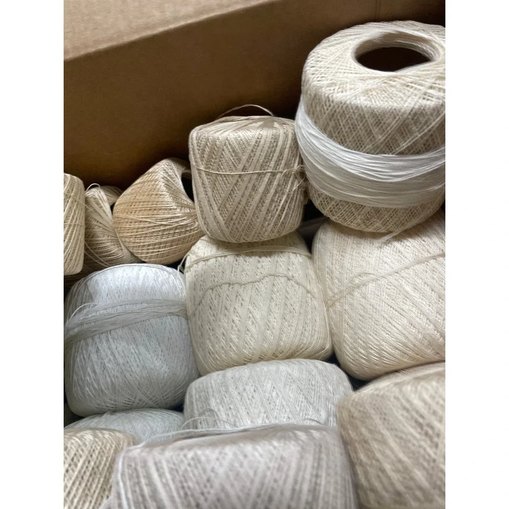 Lot of Polyester Crochet Thread White Cream Beige Assorted Shades Yarn Craft